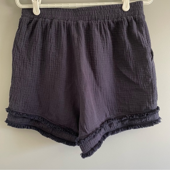 EUC C&C California High-rise Bohemian Fringe Cotton Gauze Navy Shorts - Picture 3 of 5